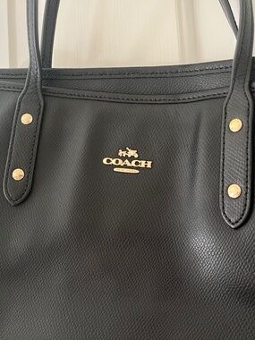 Coach black leather tote